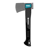 Gardena hacha de mano universal 900 B: manejable para el jardín y las actividades de exterior, para cortar leña, recubrimiento especial (8713-48) Negro/Gris, Longitud: 34 cm, Peso total: 900 g