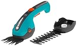 Gardena Mango telescópico con ruedas incluye accesorio para tijeras cortacésped para una postura erguida al cortar los bordes del césped, Turquesa/Negro/Naranja, 36 x 13