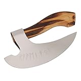 Hacha de Pizza Vikinga con Mango de Madera Vintage, Hacha de Corte de Pizza Vikinga Multiusos Hecha a Mano de Acero Inoxidable con Mango de Madera
