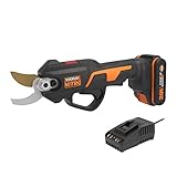 WORX NITRO 18V (20V MAX) Tijeras Podadoras Eléctricas sin Cable WG330E.1, PowerShare, sin Escobillas, Capacidad de Corte 25 mm, Vergel y Jardín, Batería y Cargador incluidos