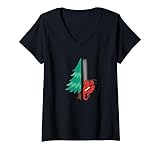 Leñador Forestal Motosierra Árboles Hacha Forestal Madera Camiseta Cuello V