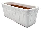 FRANCACOR Maceta Barro Esmalte Blanco Alargada - Jardinera Barro Rectangular 30 X 13 X 12.5 CMS