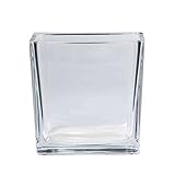 INNA-Glas Tiesto de Cristal Levi, Cubo/Cuadrado, Transparente, 12x12x12cm - Macetero - Maceta