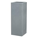 Scheurich C-Cube Alto, recipiente de plástico alto, Gris pedregoso, 26 cm de largo, 26 cm de ancho, 70 cm de alto, 9 l Vol.