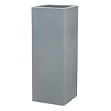 Scheurich C-Cube Alto, recipiente de plástico alto, Gris pedregoso, 26 cm de largo, 26 cm de ancho, 70 cm de alto, 9 l Vol.
