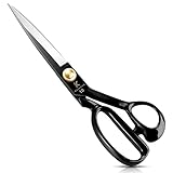 Tijeras de tela de 25,5 cm – Tijeras de costura para costura de costura para cortar tela, ropa, cuero (diestro, negro)