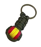 MIBANDERA Llavero Bandera de España, Llavero Hombre Mujer Bandera España. Llavero Coche Moto (Bola Verde Militar Pequeña)