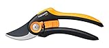 Fiskars Tijeras de jardín Plus, SmartFit, P541, Para ramas frescas y ramitas, Recubrimiento antiadherente, Cuchillas de acero inoxidable, Longitud: 20,1 cm, Negro/Naranja, 1057169