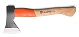 Husqvarna Hacha de acero forjado de 600 gramos (peso cabeza) con mango de madera para leña, trabajos de jardinería y senderismo, fabricada en Alemania