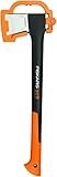 Fiskars Hacha para leña M X17, Con protector de cuchilla, Longitud: 60 cm, Revestimiento antiadherente, Hoja de acero/Mango reforzado con fibra de vidrio, Negro/Naranja, 1.53 kg, 1015641