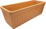 Maceta Barro Terracota Natural Alargada - Jardinera Barro Rectangular con Relieve (40 x 17 x 19 cms)