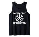 Divertido hacha lanzando seguridad primer hacha lanzar y cerveza Camiseta sin Mangas