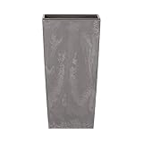 Maceta alta 26,6 L Prosperplast Urbi Square Effect de plástico CON depósito en color Gris claro, 50 (alto) x 26,5 (ancho) x 26,5 (profundo) cms