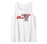 Escudo de rescate de incendios hachas cruzadas. bomberos Camiseta sin Mangas