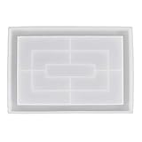 SUCHUANGUANG DIY Bandeja de Maceta Rectangular Molde de Resina epoxi Plato Grande Bandeja de Plato de Cena Molde de Silicona Transparente Colgante DIY