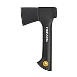 Fiskars Hacha de acampada, Solid, Con funda para transporte, Recubrimiento antiadherente, Hoja de acero/Mango de plástico con fibra de vidrio, Negro, A5, Longitud: 26 cm, 566 g, 1051084