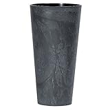 URBNLIVING 2 macetas grandes y altas con efecto de hormigón, para interiores y exteriores, jardín, patio (negro, 265 mm cuadrado)