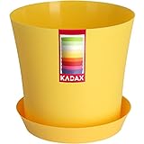 KADAX Maceta de plástico, 9 colores, protector de plantas, maceta para balcón, terraza, maceta para plantas de violeta, florero de flores, protección de flores (16 cm, amarillo)