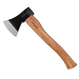 Mivos Hacha Pequeña de 600 g con Mango de Madera de Hickory y Cabeza de Acero al Carbono - Hacha de Mano para Jardín y Bosque - Hacha de Tala Universal con Mango de Madera - Mini Hacha