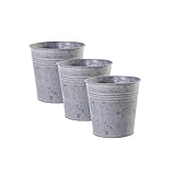 Jinfa Juego de 3 Macetas de Metal galvanizado para Plantas Flores maceteros Interior y Exterior cenicero | Tamaño: S | Ø 13 cm x h 12,7 cm | 1,2L