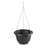 CABLEPELADO Macetero Colgante de plástico, Maceta Colgante, Cesto Colgante, Jardinera Colgante, Macetero suspendido, Canasta Colgante para Plantas, Diámetro Superior: 25 cm, Plástico, Negro