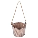 Maceta de Barril de Cubo de Madera, Maceta de Madera Rústica Vintage, Maceta de Barril para Colgar en la Pared, Cubo de Flores de Madera para Jardín, Patio, Oficina, Hogar