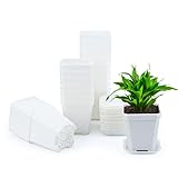 KINGLAKE 24 Piezas 7x8cm Maceta plástico Macetas de vivero Macetas de jardín Macetas pequeñas,Blanco