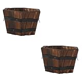 Yardwe 2 Piezas Crecer Barril Soporte Maceta Patio Casa Macetas Forma Rústica Madera Interior Grande Xcm Decoración Vintage Contenedor Madera Diseño Suculento Bonsai Creativo Hexágono