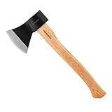 Mivos Hacha para Cortar 1000 g con Mango de Madera de Hickory y Cabeza de Acero al Carbono - Longitud 44 cm - Hacha Universal para Cortar y Trabajar la Madera y Leña - Hacha para Jardín y Bosque