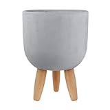 JonesHouseDeco Elegante Maceta de Cemento con Patas, Maceta más Gruesa, Resistente con Patas Extraíble, Diseño Moderno e Industrial, Gris, 33 cm x 24 cm # G949A00