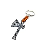 ClaroSchmuck Llavero de metal de 2 mm de grosor, correa de piel sintética, longitud total: 9 cm - 11 cm aprox, Hacha, Talla única