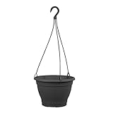 Greemotion Maceta Colgante con Ganchos Lea, Macetero Colgante de Plástico, Plantador Colgante Redondo para Interiores y Exteriores, Aprox. Ø 25 cm, Antracita