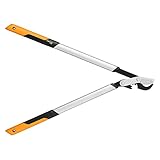 Fiskars Podadera con cuchilla bypass para madera verde, Sistema cremallera PowerGear X, Talla L, Capa antiadherente, Diámetro corte: 5 cm, Acero templado, Longitud: 80 cm, Negro/Naranja, LX98, 1020188
