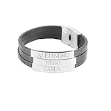 CALLE DEL REGALO Pulsera de tiras de piel grabada con el texto que tú quieras