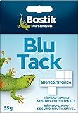 Bostik Blu·Tack Cuarteado, Masilla adhesiva moldeable y reutilizable recomendada para la fijación de todo tipo de objetos, Blanco