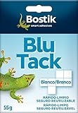 Bostik Blu·Tack Cuarteado, Masilla adhesiva moldeable y reutilizable recomendada para la fijación de todo tipo de objetos, Blanco