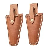Funda para podadora de jardín, Funda de Cuero para podadora, Funda para Tijeras de podar con Broche, Accesorios para Herramientas de jardinería, Marrón, Juego de 2