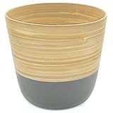 Dehaus Elegante Maceta de bambú Hecha a Mano, macetas de Interior para Plantas de casa, macetas, macetas contemporáneas, macetas de Madera en Gris, 22 D x 21 cm A (Grande)