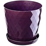 KADAX Maceta para Flores, Maceta con Base, Maceta de plástico para Interior, Macetero Redondo, Maceta Decorativa, Maceta Moderna Interior, 16 cm, Morado