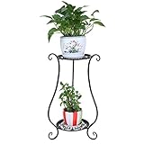 wangxike Estantería para Macetas Soporte para Plantas de Metal, Decorativa Plantas Exterior Interior Balcón Jardín con 2 Niveles - 33 x 33 x 60cm