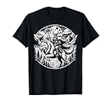 Orgulloso vikingo con hacha montando sobre un lobo Camiseta