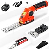 SHALL Tijeras cortacésped inalámbricas de Mano, Cortasetos eléctricas de 7,2 V, 2 en 1, cortadoras de césped, Tijeras de podar