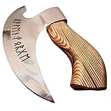 LUZLED Cortador de Pizza de Hacha Vikinga, Hacha de Pizza Vikinga con Mango de Madera Vintage, Cabeza de Hacha Vikinga de Acero Inoxidable a Prueba de óxido, Runas Grabadas a Mano Hacha de Pizza(#2)