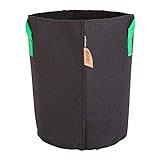 HORTOSOL Maceta Textil Bolsa para Plantas Negro/Verde - 25 litros - Ø30x36 cm