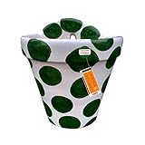 CERÁMICA Y DECORACIÓN Maceta de Barro Esmaltada Patio Andaluz a Elegir Decorado Lunares Verde de 16.5 cm.