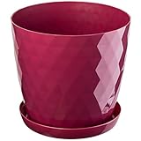 KADAX Maceta para Flores, Maceta con Base, Maceta de plástico para Interior, Macetero Redondo, Maceta Decorativa, Maceta Moderna Interior, 12 cm, Rosa