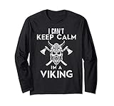 Vikingo nórdico con casco y hachas Manga Larga