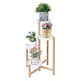 unho Estanterias de Bambú, Soporte con 4 Niveles Escalera Decorativas para Macetas Alto Bajo Soporte Plantas Interior Exterior Salón Balcón Oficina - L