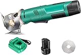 MXBAOHENG Cortador de Tela Industrial Tijeras Eléctricas Redondas Inalámbricas con 1 Batería 2 Cuchillas Cortador de Tela Recargable 25mm Grosor Máximo de Corte