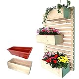 Four season garden Jardín Vertical, Maceteros Decorativos Macetas Colgantes Interior y Exterior de Madera Grande para Pared Desplazables con 3 Pisos 22.9F x 60AN x 92AL (Madera Natural)